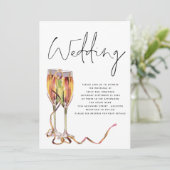 Invitation Champagne Flûtes Mariage Minimaliste (Debout devant)