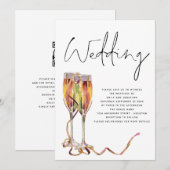 Invitation Champagne Flûtes Mariage Minimaliste (Devant / Derrière)