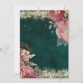 Invitation Champagne Glass Gold Confetti Floral Green 60th  (Dos)