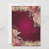 Invitation Champagne Glass Gold Confetti Floral Red 60th  (Dos)