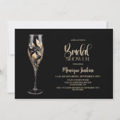 Invitation Champagne Glass Gold Leaf Bridal Shower (Devant)