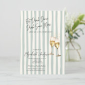 Invitation Champagne Glass Green Stripes Bridal Shower (Debout devant)