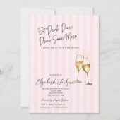 Invitation Champagne Glass Pink Stripes Bridal Shower (Devant)