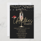 Invitation Champagne Glass Santa Hat Christmas Company (Devant)