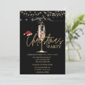 Invitation Champagne Glass Santa Hat Christmas Company (Debout devant)