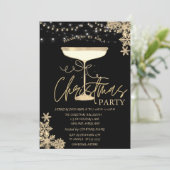 Invitation Champagne Glass Snowflakes Compagnie de Noël (Debout devant)