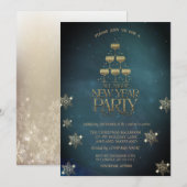 Invitation Champagne Glass Snowflakes Vintage Compagnie (Devant / Derrière)