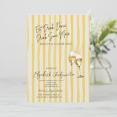 Invitation Champagne Glass Yellow Stripes Bridal Shower (Debout devant)