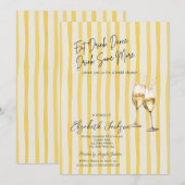 Invitation Champagne Glass Yellow Stripes Bridal Shower (Devant / Derrière)