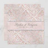 Invitation Champagne Glimmer Mariage damassé (Devant / Derrière)