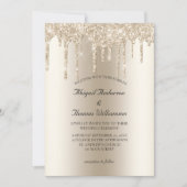 Invitation Champagne Glitter Drip Trendy Elegant Wedding  (Devant)