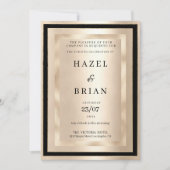 Invitation Champagne Gold Black Glamour Luxury Wedding (Devant)
