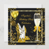 Invitation Champagne Gold Black Parties scintillant talons An (Devant)