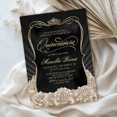 Invitation Champagne Gold Black Quinceañera