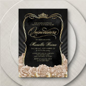 Invitation Champagne Gold Black Quinceañera