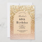 Invitation Champagne Gold Blush Parties scintillant rose 60e  (Devant)