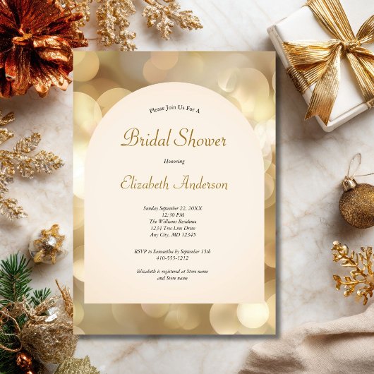 Invitation Champagne Gold Bokeh Elegant Bridal Shower