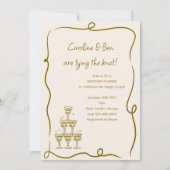 Invitation Champagne Gold Couple Wedding shower manuscrit Cou (Devant)