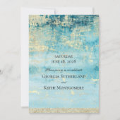 Invitation Champagne Gold Et Turquoise 2 Mariage D'Art Modern (Devant)