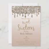 Invitation Champagne Gold Parties scintillant Drip Glam Sweet (Devant)