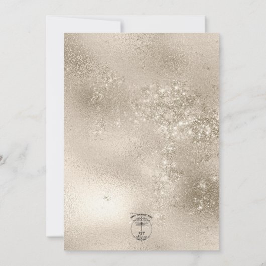 Invitation Champagne Gold Parties scintillant Mariage moderne (Dos)