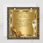 Invitation Champagne Gold Roses talons Élégante fête d'annive (Dos)