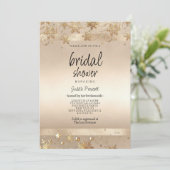 Invitation Champagne Golden Snowflakes Luxury Bridal Shower (Debout devant)