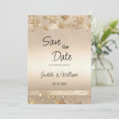 Invitation Champagne Golden Snowflakes Luxury Save the Date (Debout devant)