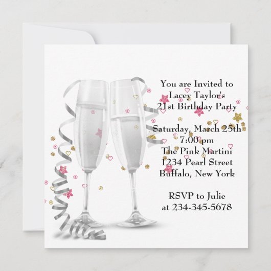 Invitation Champagne High Heels 21ème anniversaire (Dos)