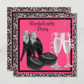 Invitation Champagne High Heures Hot Pink Leopard Bachelorett (Devant / Derrière)