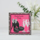 Invitation Champagne High Heures Hot Pink Leopard Bachelorett (Debout devant)