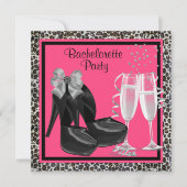 Invitation Champagne High Heures Hot Pink Leopard Bachelorett (Devant)