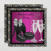 Invitation Champagne High Heures Hot Pink Leopard Bachelorett (Devant / Derrière)