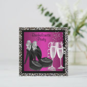 Invitation Champagne High Heures Hot Pink Leopard Bachelorett (Debout devant)