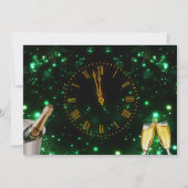 Invitation Champagne & Horloge Réveillon du Nouvel An (Devant)