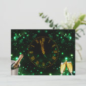 Invitation Champagne & Horloge Réveillon du Nouvel An (Debout devant)