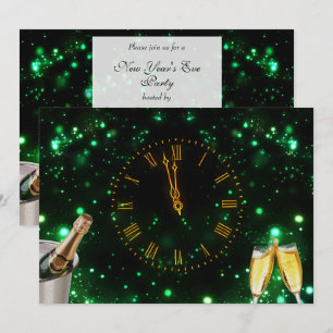 Invitation Champagne & Horloge Réveillon du Nouvel An