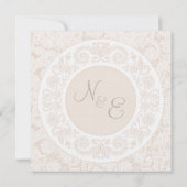 Invitation Champagne Ivoire Dentelle Monogramme Mariage Invit (Dos)