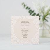Invitation Champagne Ivoire Dentelle Monogramme Mariage Invit (Debout devant)