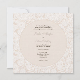 Invitation Champagne Ivoire Dentelle Monogramme Mariage Invit