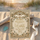 Invitation Champagne Ivory Quilted Faux Gold Ornate Wedding 