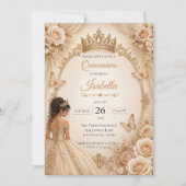 Invitation Champagne Ivory Quinceañera  (Devant)