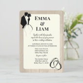 Invitation Champagne Ivory Rustique Silhouette Mariage (Debout devant)
