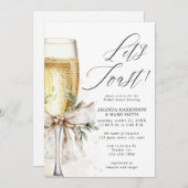 Invitation Champagne Let's Toast Winter Bridal Shower (Devant / Derrière)