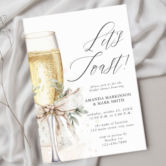 Invitation Champagne Let's Toast Winter Bridal Shower