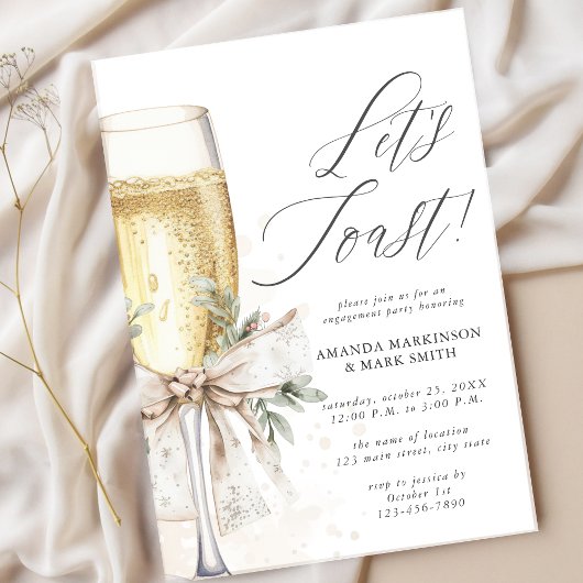 Invitation Champagne Let's Toast Winter Engagement