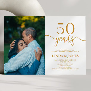 Invitation Champagne minimaliste 50e anniversaire de Mariage