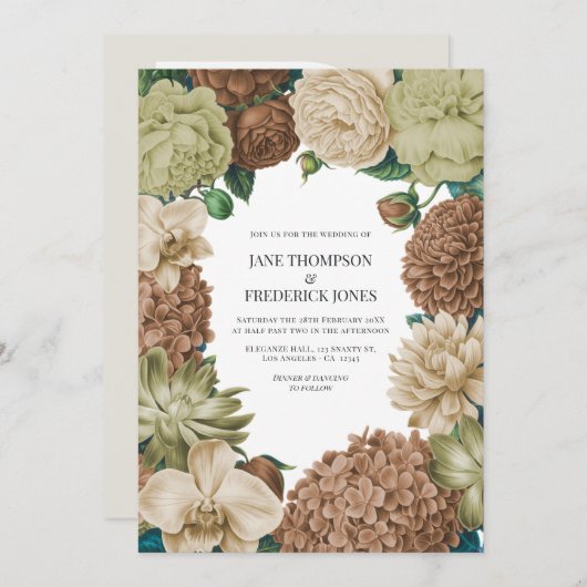 Invitation Champagne Mist, Willow Sage & Pebble Taupe Wedding (Devant / Derrière)