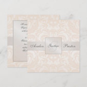 Invitation Champagne Monogramme Mariage damassé (Devant / Derrière)