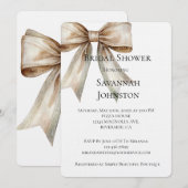 Invitation Champagne Moss Bow Fête des mariées (Devant / Derrière)